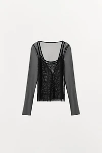 DOUBLE-LAYER TULLE JACKET-STYLE TOP