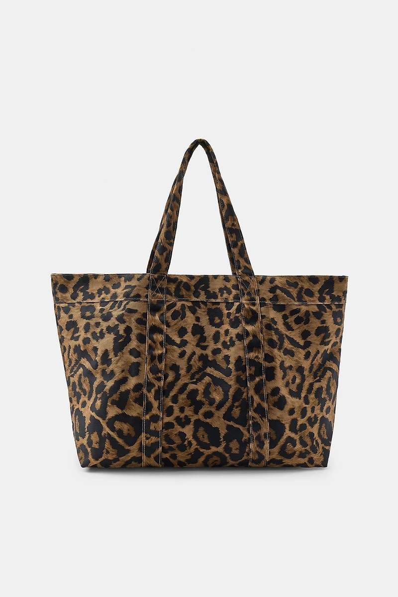 ANIMAL PRINT TWILL MAXI BAG