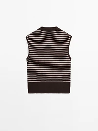 Striped vest with button details