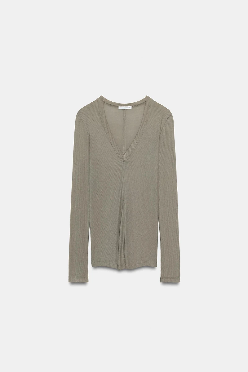 RIB V-NECK T-SHIRT