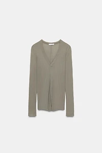 RIB V-NECK T-SHIRT