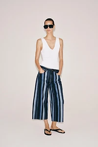 ZW COLLECTION MID-RISE STRIPED CULOTTE JEANS