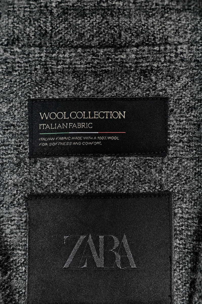 100% WOOL PLAID COAT ZW COLLECTION LIMITED EDITION