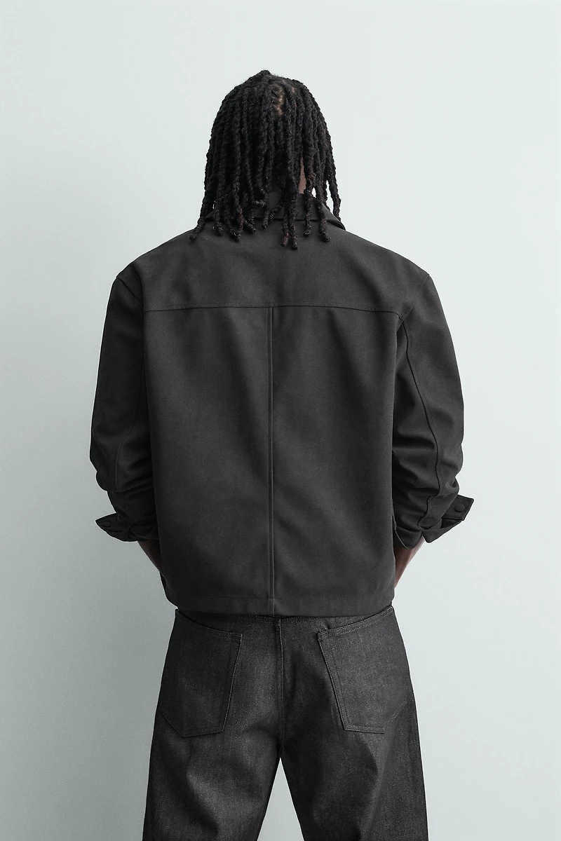 RELAXED FIT FAUX SUEDE OVERSHIRT