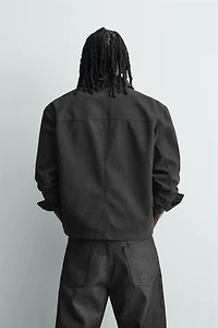 RELAXED FIT FAUX SUEDE OVERSHIRT