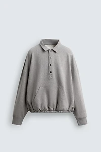 BOXY FIT POLO SWEATSHIRT