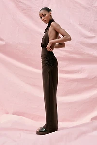 LONG OPEN BACK HALTER DRESS