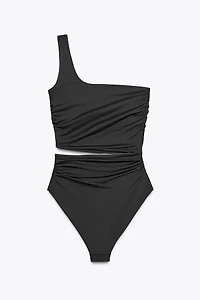 ASYMMETRIC CUT-OUT SWIMSUIT WITH SHOULDER DETAIL