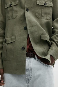 Heavy linen overshirt with pocket details