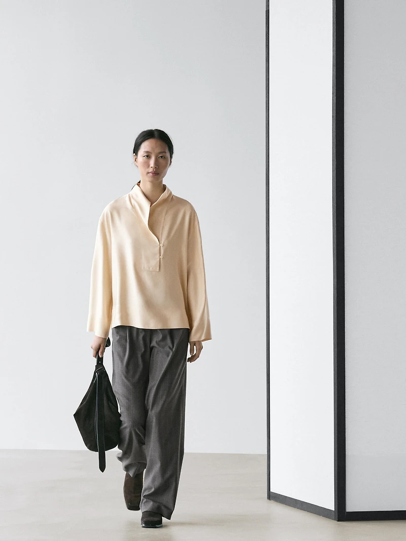 Flowing blouse with bib detail