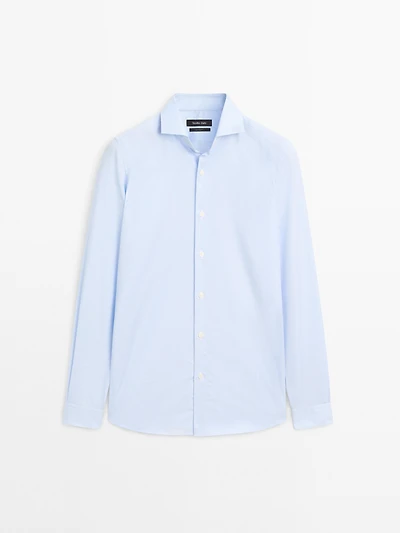 Chemise slim à rayures 100 % coton