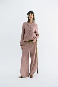 ZW COLLECTION LINEN BLEND VENTED TROUSERS