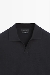 Polo en maille intarsia 100 % coton