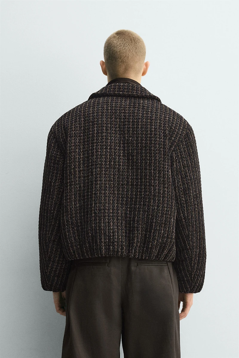 VELOUR PLAID TEXTURED JACKET