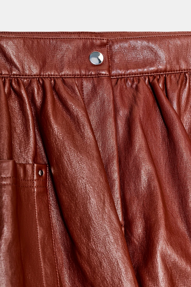FAUX LEATHER BALLOON MINI SKIRT