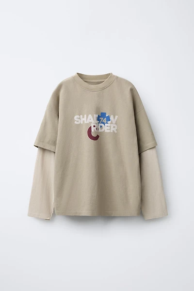 DOUBLE SLEEVE RIDER PRINT T-SHIRT