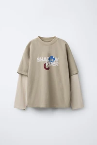 DOUBLE SLEEVE RIDER PRINT T-SHIRT