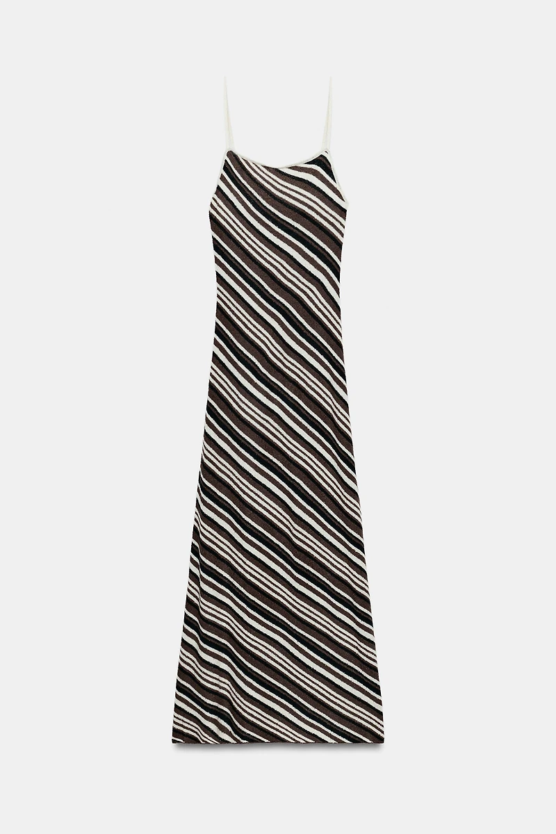 RUSTIC STRIPED MIDI DRESS