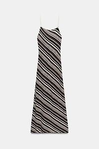 RUSTIC STRIPED MIDI DRESS