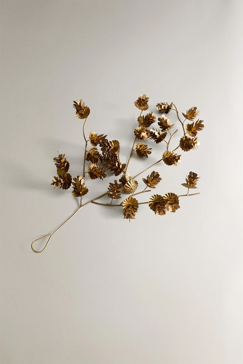 ANTIQUE-FINISH CHRISTMAS PINE CONE BRANCH ORNAMENT