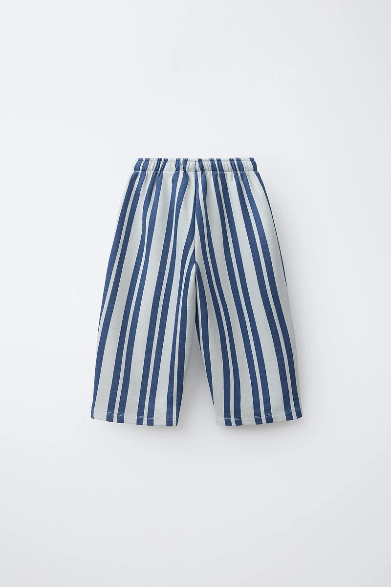 STRIPED BAGGY PLUSH PANTS