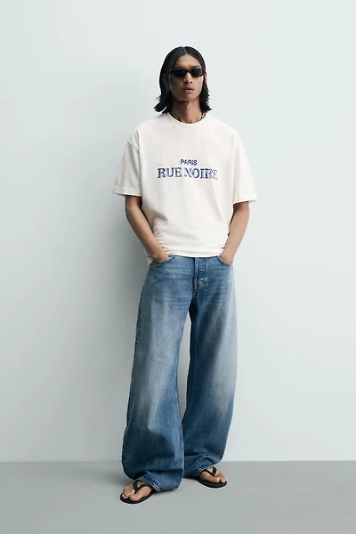 RELAXED FIT EMBROIDERED TEXT T-SHIRT
