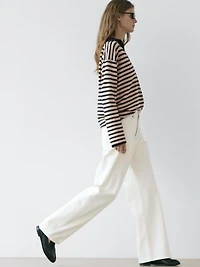 Pull maille à rayures et col en V