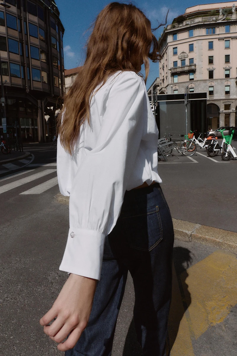 BEADED POPLIN SHIRT