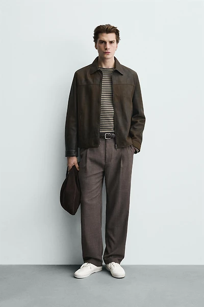 VINTAGE EFFECT LEATHER JACKET