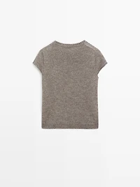 Short sleeve knit alpaca and silk sweater - LIMITED
