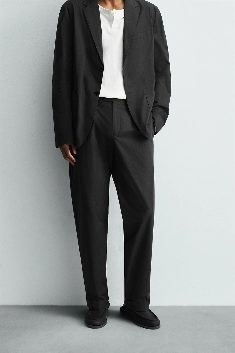PANTALON DE COSTUME EN POPELINE