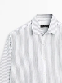 Cotton blend regular fit striped shirt