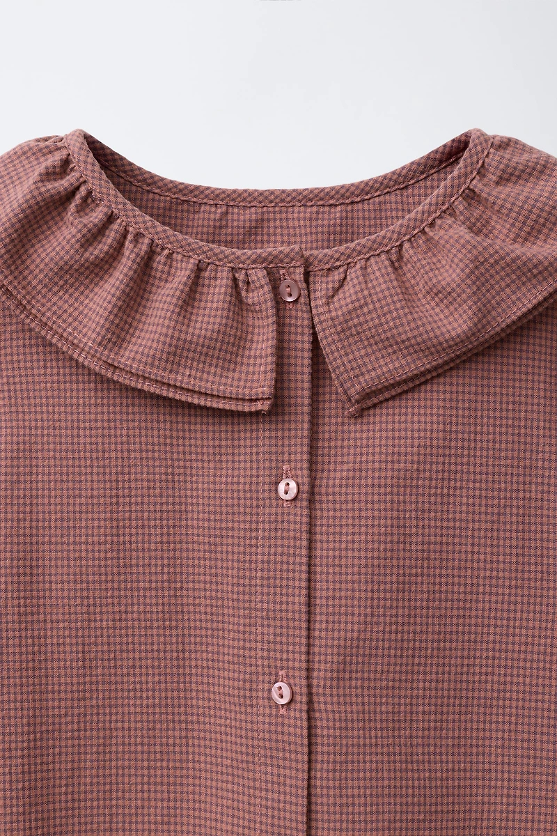GINGHAM DOUBLE COLLAR SHIRT