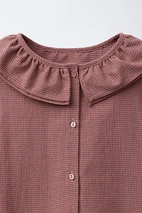 GINGHAM DOUBLE COLLAR SHIRT