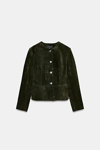 BLOUSON 100% CUIR À BASE ÉVASÉE