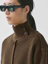 Wool knit cardigan with button details