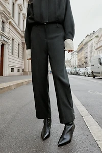 ADJUSTABLE HEM PINSTRIPE PANTS