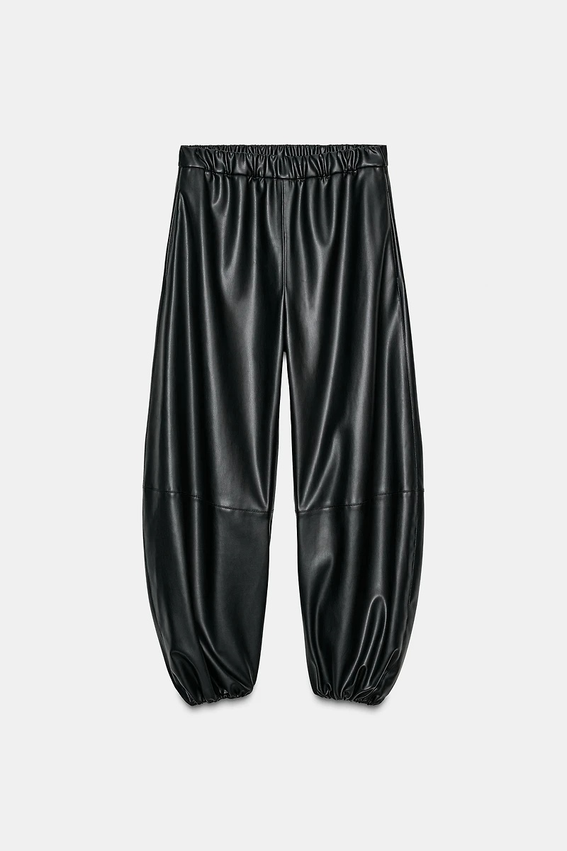 ZW COLLECTION FAUX LEATHER BALLOON PANTS