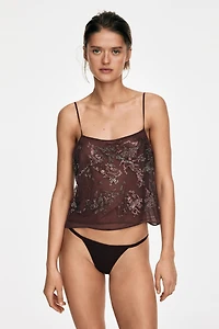 Flowing strappy top with embroidered detail