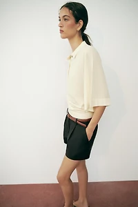 ELBOW-LENGTH SLEEVE KNIT POLO
