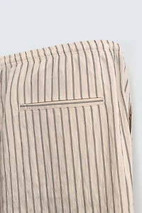 WRINKLED EFFECT STRIPED FLOWY PANTS