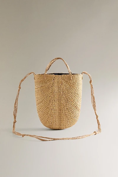BRAIDED MINI STRAW BAG KNOTS WITH KNOTS