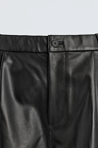 RELAXED FIT LEATHER PLEATED SHORTS