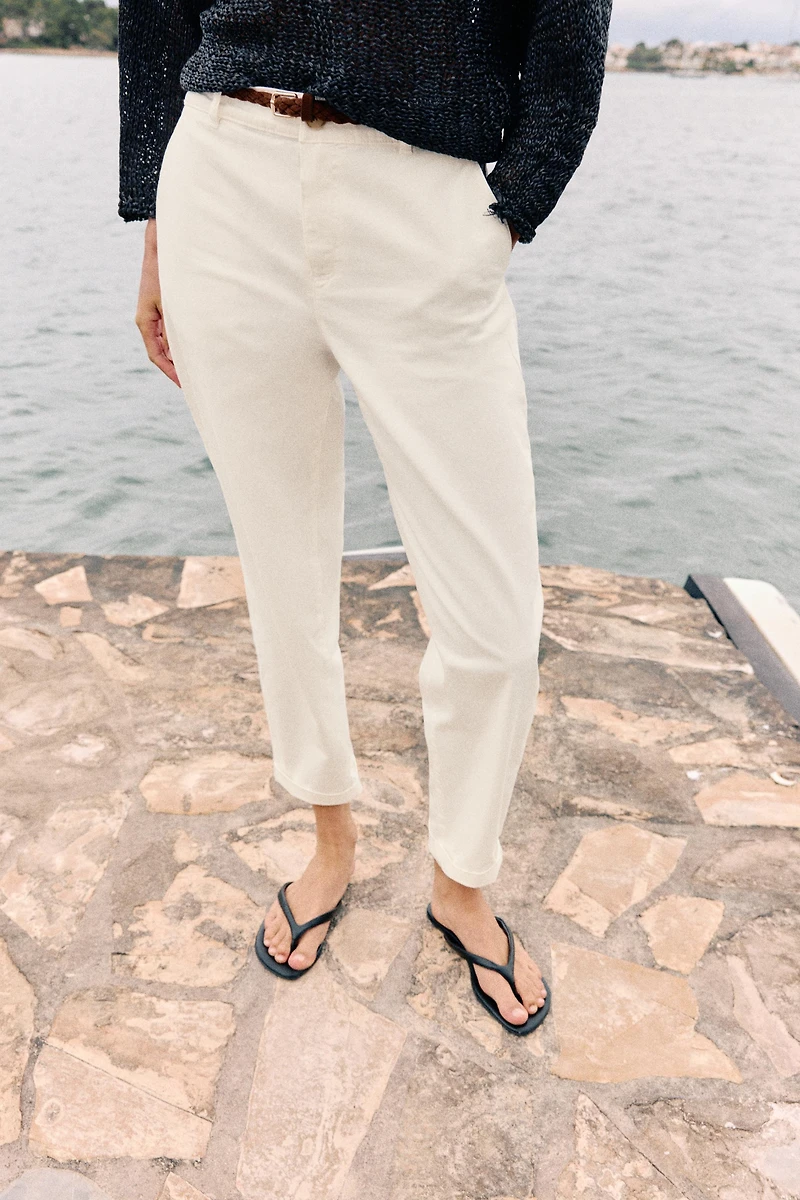BRAIDED BELT CHINO PANTS