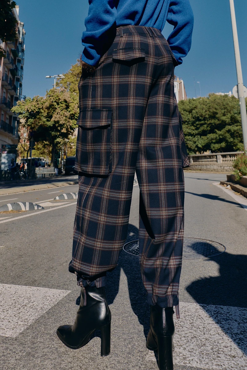 CHECK CARGO BALLOON PANTS