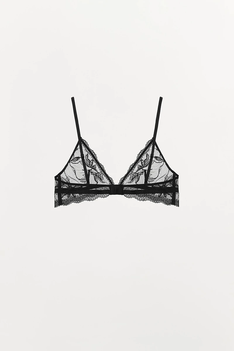 SOUTIEN-GORGE TRIANGULAIRE FLEURS BRODÉES