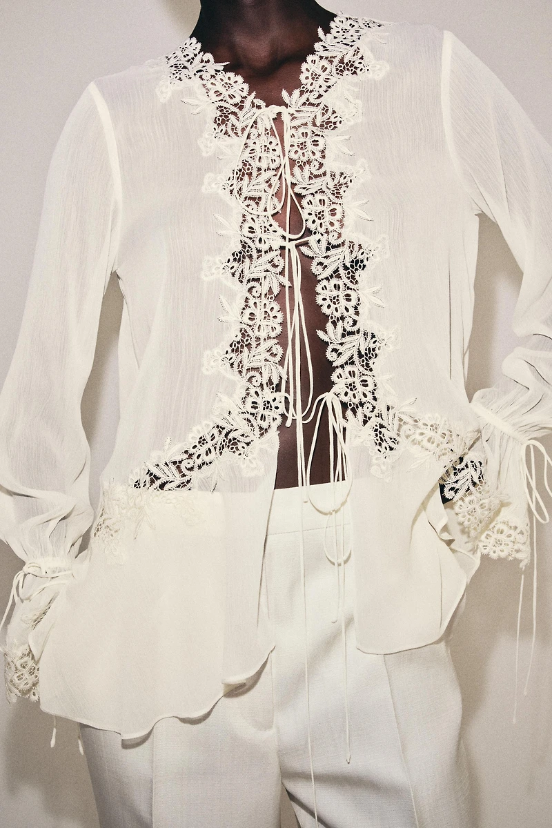 ZW COLLECTION COMBINATION LACE BLOUSE