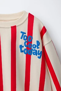 STRIPED SWEATSHIRT WITH RAISED TEXT