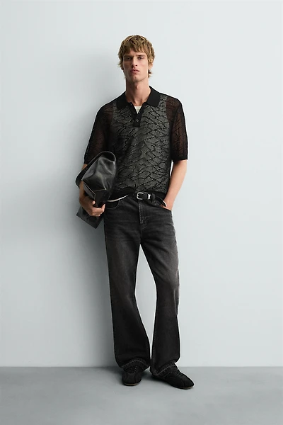 OPEN-KNIT POLO SHIRT
