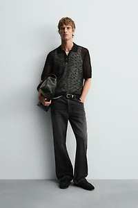 OPEN-KNIT POLO SHIRT